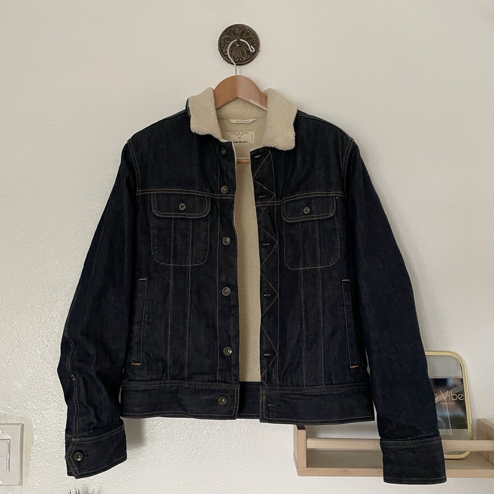 Rag & Bone Men's Denim Jacket Sherpa Lined Medium